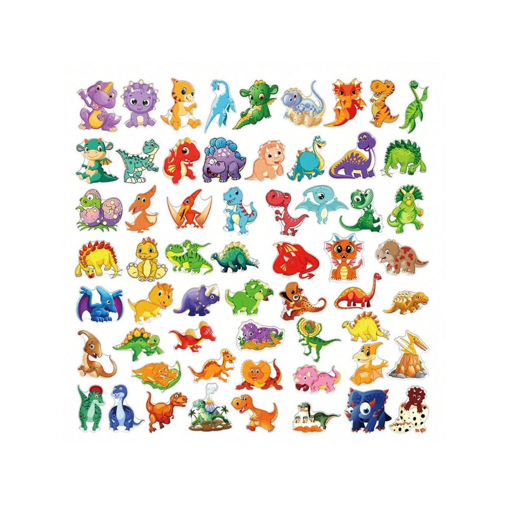60PCS Cute Cartoon Dinosaur Doodle Stickers Exquisite, Fashionable, Creative DIY Decorative Decals Perfect for Notebooks, Refrigerators, Helmets, Guitars, Water Bottles, Skateboards, and Stationery Boxes