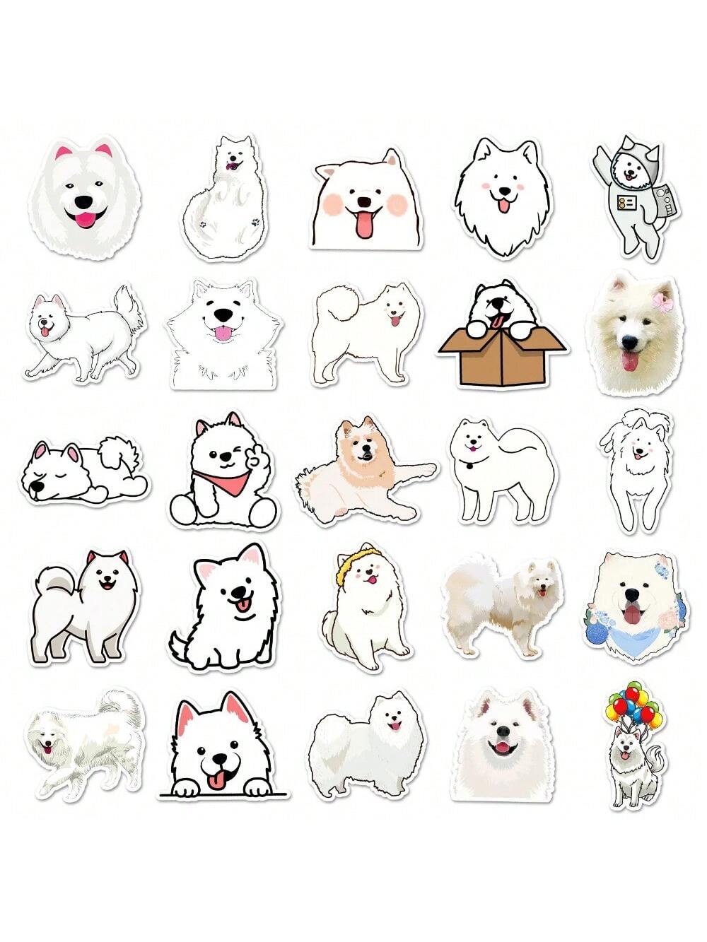 50PCS Samoyed Cartoon Cute Dog Animal Personality Creative Sticker Phone Desk Guitar Skateboard Waterproof Cup