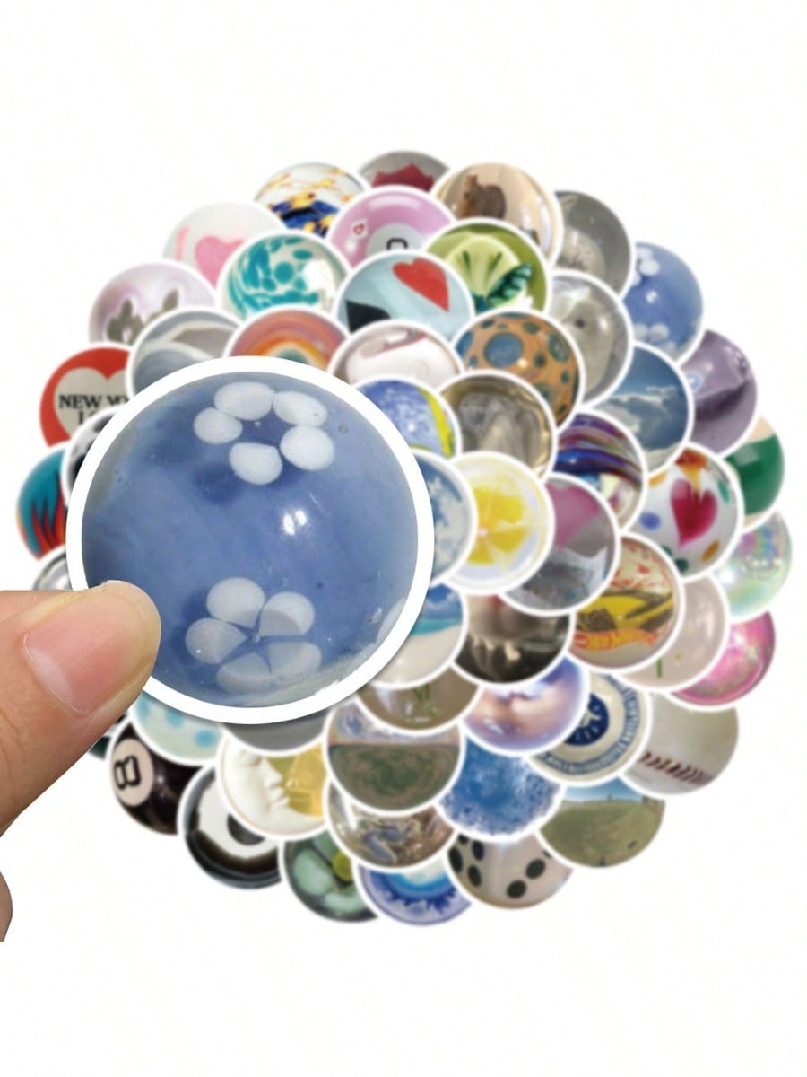60PCS Glass Beads Small Fresh Graffiti Stickers Personalised Fashion Creative DIY Fine Decorative Decals Toys Laptop Helmets Guitar Skateboards Water Cups Popular Stickers Gifts