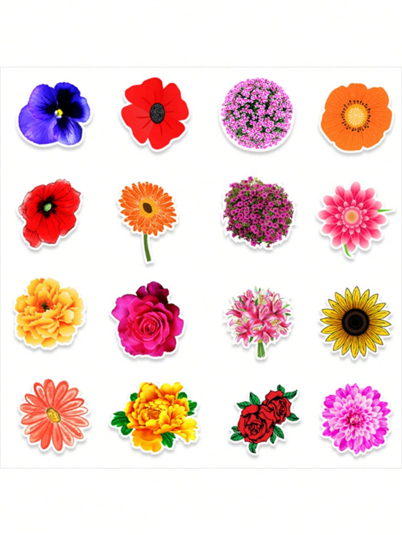 50PCS Art Illustration Popular Creative Fashion Cartoon Plants Flowers Decorative Style Graffiti Stickers Personality Fashion Creative DIY Exquisite Decorative Decals For Cups, Helmets, Skateboards Popular Stickers Toys