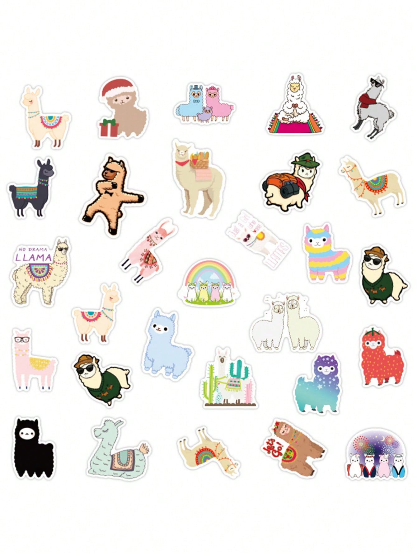 50PCS Art Illustration Popular Creative Cartoon Cute Alpaca Decorative Style Graffiti Stickers Personality Fashion Creative Trend DIY Exquisite Decorative Decals for Cups, Helmets, Skateboards Popular Stickers Toys