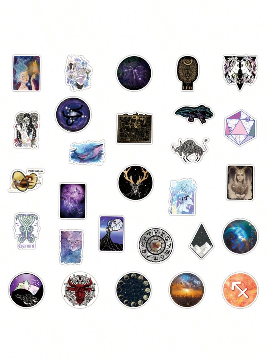 50PCS Art Illustration Popular Creative Cartoon Galaxy Constellation Decorative Style Graffiti Stickers Personality Fashion Creative DIY Exquisite Decorative Decals For Cups, Helmets, Skateboards Popular Stickers Toys