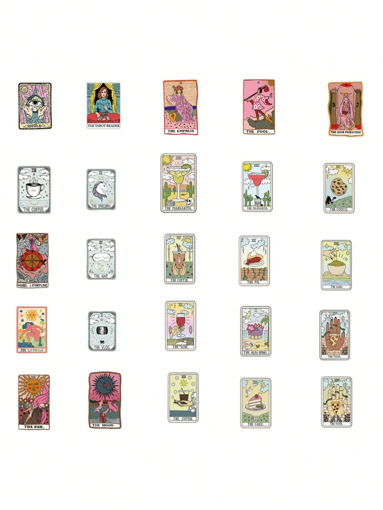50PCS Art Illustration Popular Creative Cartoon Tarot Card Decorative Style Graffiti Stickers Personality Fashion Creative Trend DIY Exquisite Decorative Decals for Cups, Helmets, Skateboards Popular Stickers Toys