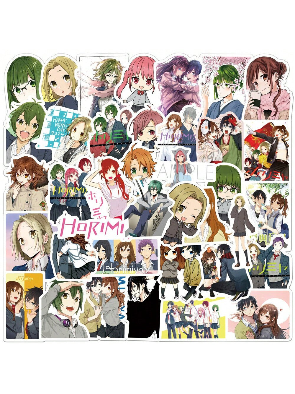 50PCS Art Illustration Popular Creative Anime Cartoon Hori Miyabi Hori and Miyamura Decorative Style Graffiti Stickers Personalised Fashion Creative Trend DIY Exquisite Decorative Decals for Cups, Helmets, Skateboards Popular Stickers Toys