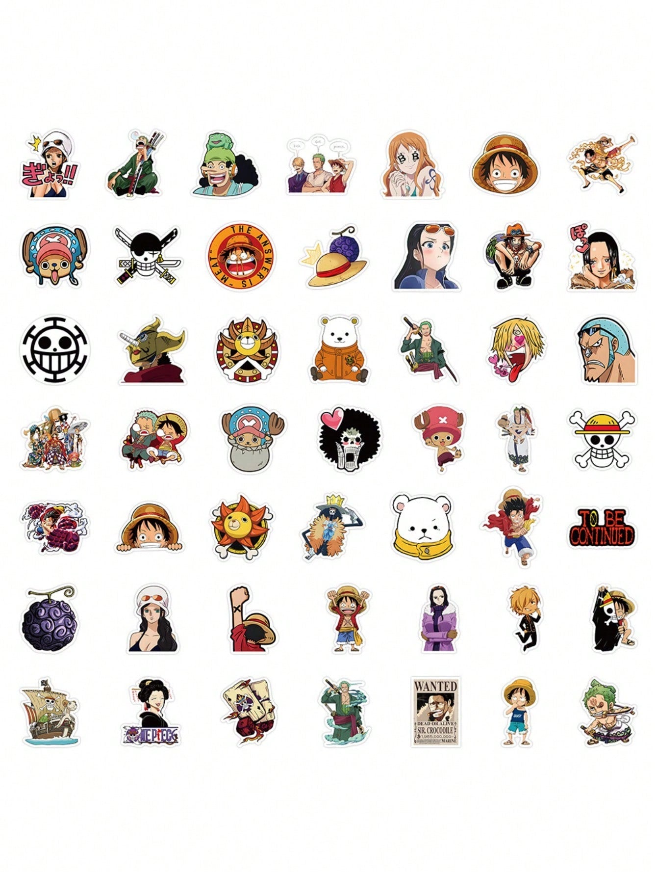 50PCS Art Illustration Popular Creative Cartoon Japanese Anime King of Thieves Munch.D. Luffy Series