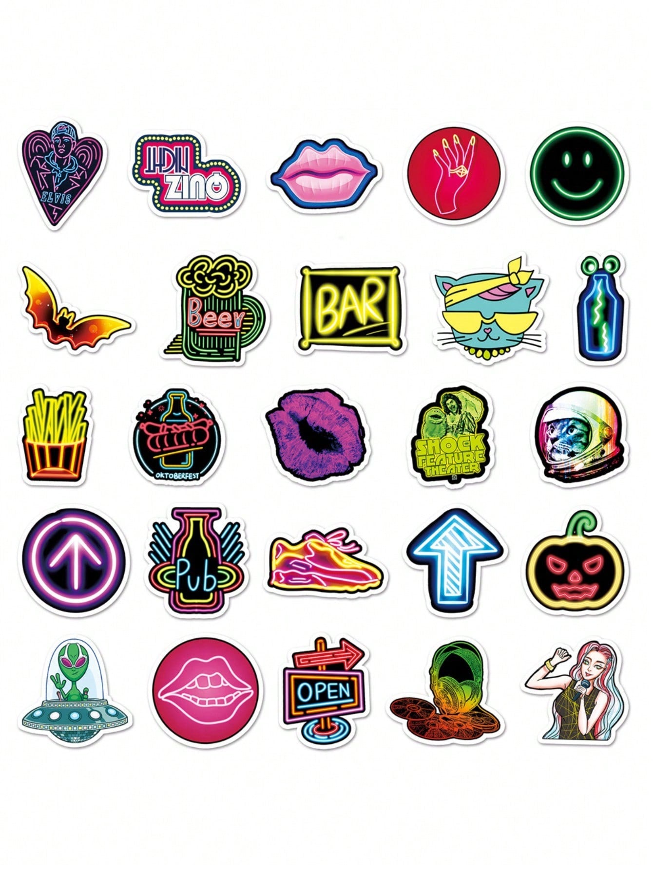 50PCS Art Illustration Popular Creative Cartoon Animation Neon Small Fresh Series Decorative Style Graffiti Stickers Personality Fashion Creative Trend DIY Exquisite Decorative Decals Suitable for Cups, Helmets, Skateboards Popular Stickers Toys