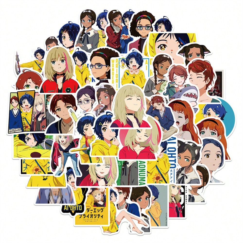 50PCS Art Illustration Popular Creative Cartoon Cute Weird Egg Story Character Series Decorative Style Graffiti Sticker Personality Fashion Creative Trend DIY Exquisite Decorative Decals Suitable for Cups, Helmets, Skateboards Popular Stickers Toys