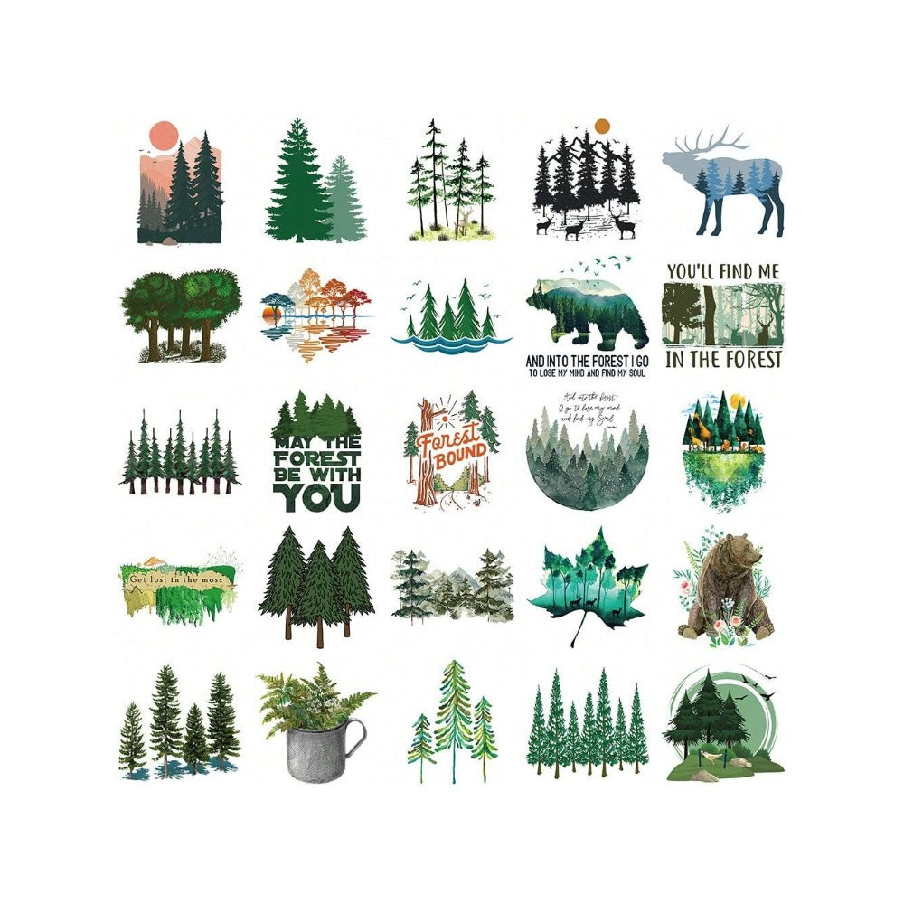 50PCS Outdoor Forest Animal Doodle Stickers Exquisite, Stylish, Creative DIY Journal Decorations Suitable for Helmets, Cars, Suitcases, Skateboards, Water Bottles, and Stationery Cases