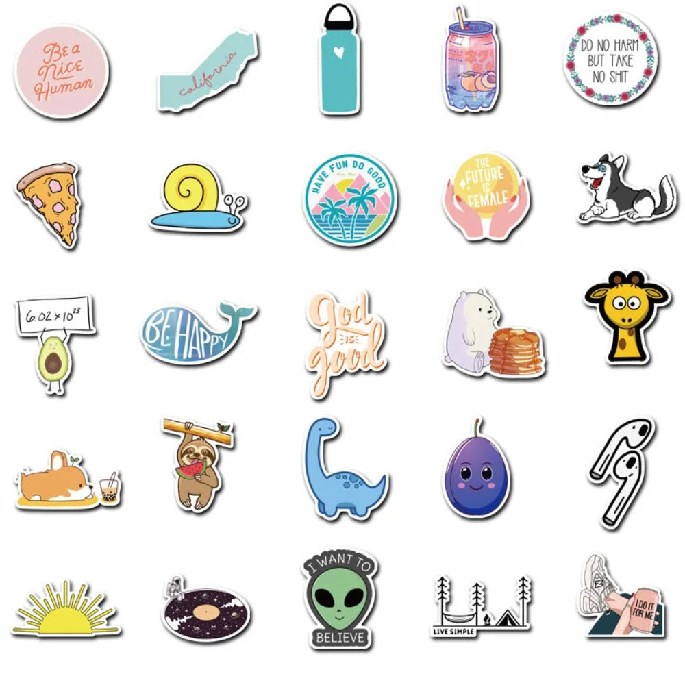 50PCS Breathable Zoo Stickers - Airy Animal Doodle Decals for Light Journaling, Mindful Planning & Whimsical DIY Decor