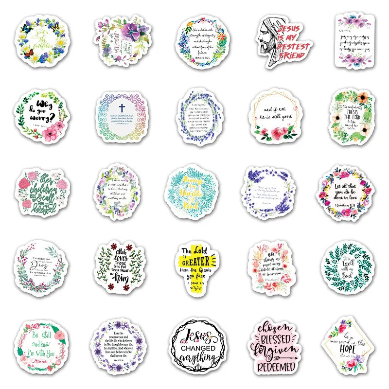 50PCS Christ English Personality Slogan Graffiti Stickers Luggage Laptop Car Refrigerator Decoration Stickers
