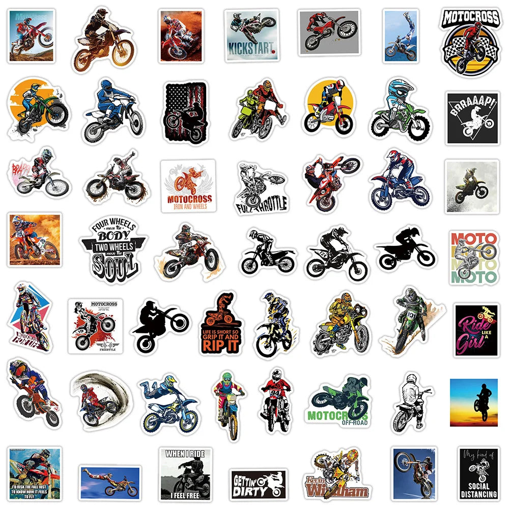 50PCS Dirt Bike Extreme Motorcycle Graffiti Stickers Water Cup Luggage Laptop Scooter Motorcycle