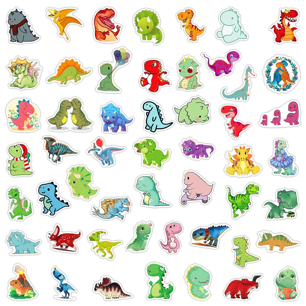 50PCS Cartoon Dinosaur Animal Graffiti Sticker Computer Notebook Bicycle Water Cup Trolley Case Skateboard Guitar