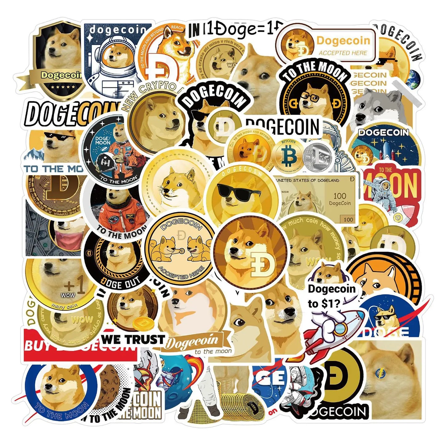 50PCS Cartoon Cute Dog Coin Graffiti Stickers Personalized Decoration Motorcycle Luggage Notebook Stickers