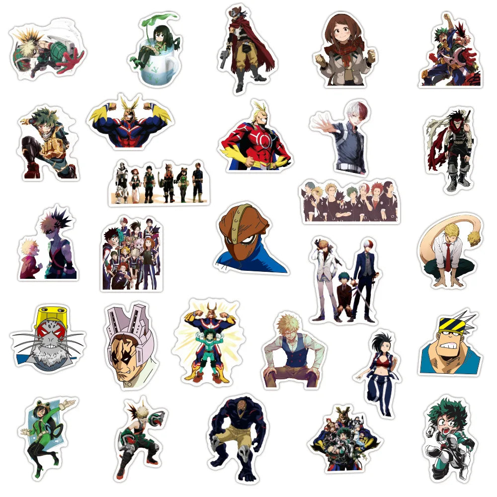 50PCS of My Hero Academic animation graffiti stickers, personalized DIY suitcase trolley suitcase decoration sticker toys