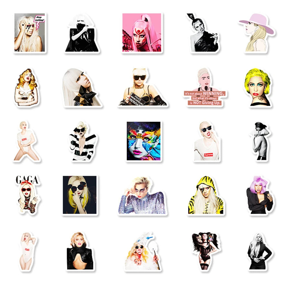 51PCS New Trend Lady Gaga Actress Sexy Graffiti Decoration Suitcase Guitar Computer Car Trunk Table Waterproof Sticker