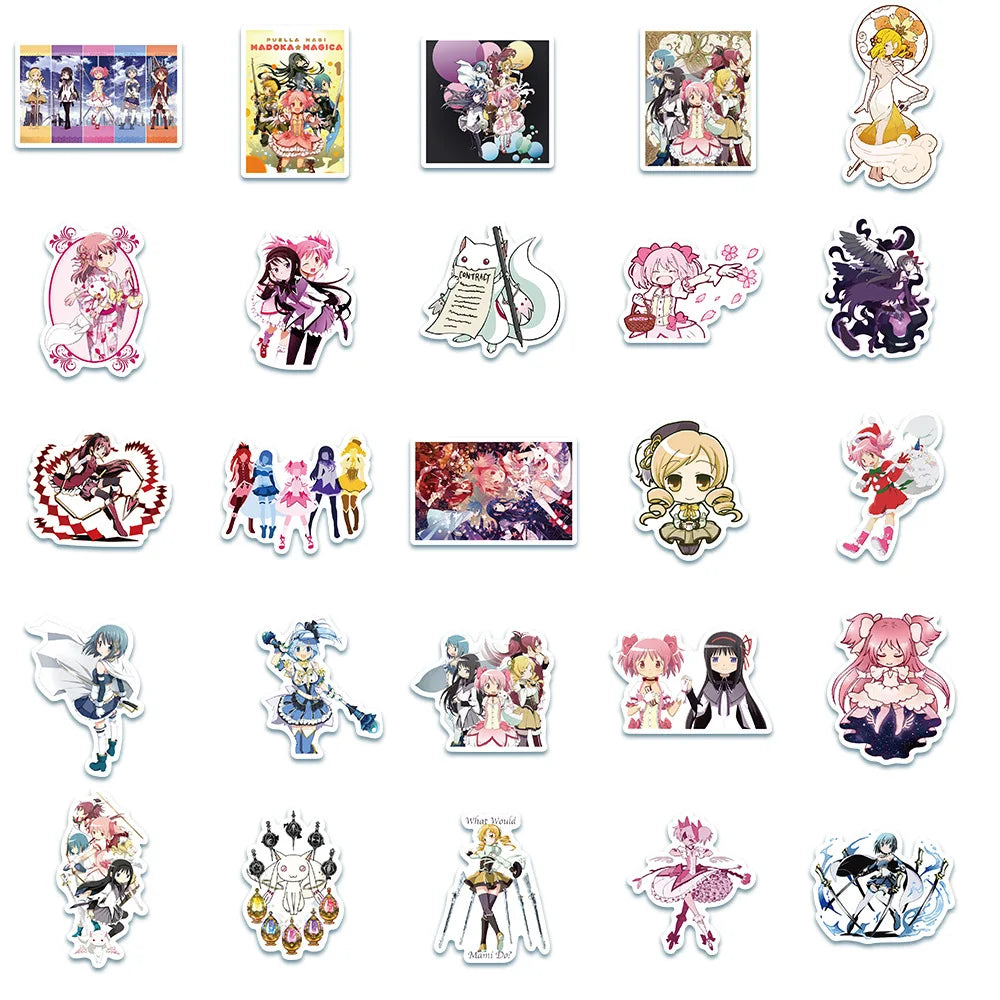 50PCS cartoon animation Magic Girl Little Round decorative style graffiti stickers, personalized, fashionable and creative trend DIY exquisite decorative decal cups, helmets, skateboard popular sticker toys