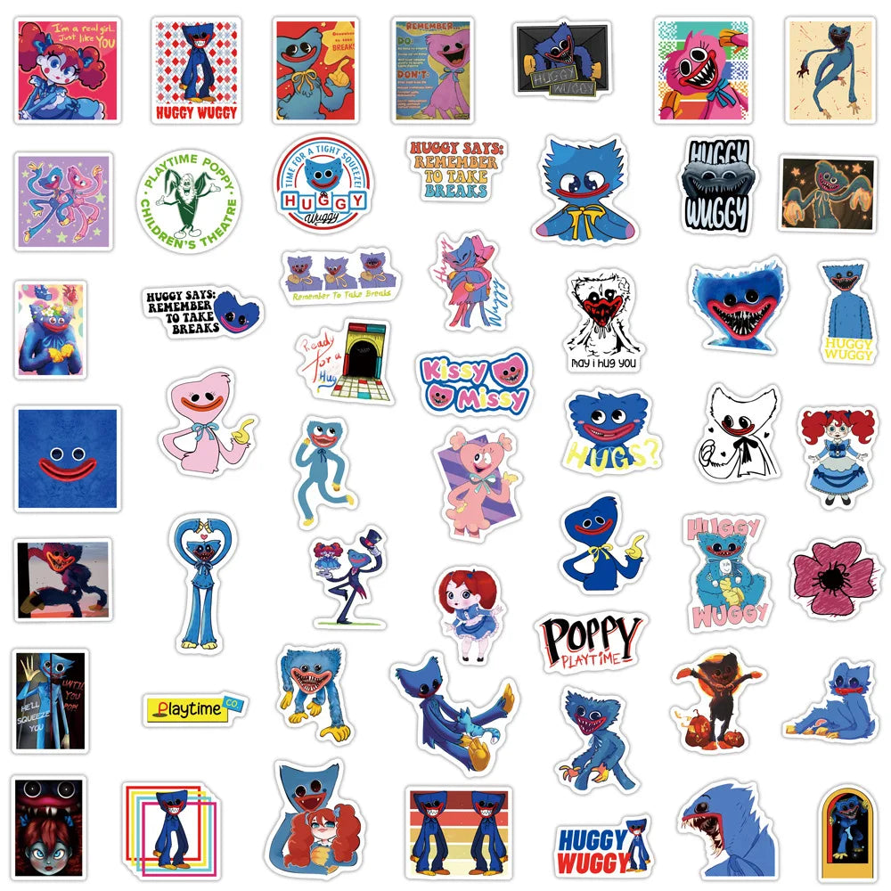 50PCS Art Illustration Pop Creative Cartoon Poppy Playtime Series Decorative Style Doodle Stickers Personalised Fashion Creative DIY Exquisite Decorative Decals Suitable For Mugs, Helmets, Skateboards Pop Stickers Toys