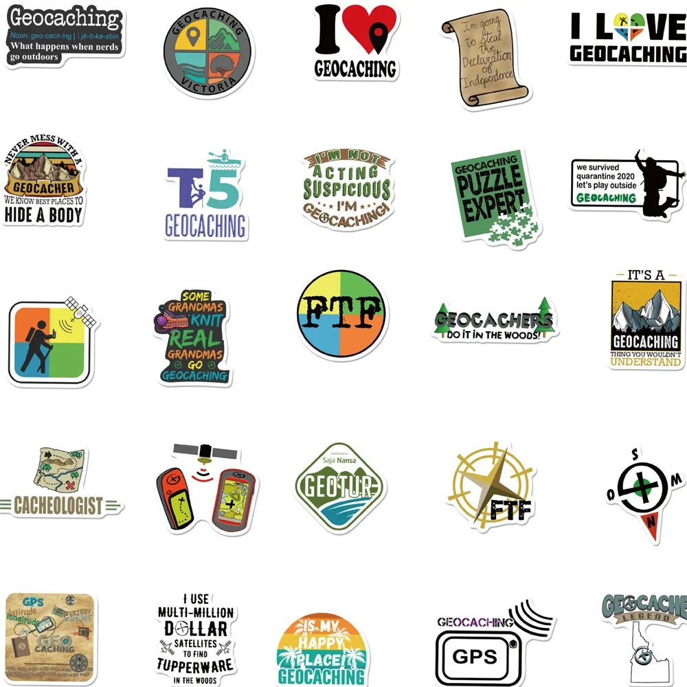 50PCS Geocaching Series Geographic Graffiti Waterproof Sticker Suitcase Notebook Refrigerator Skateboard WaterCup