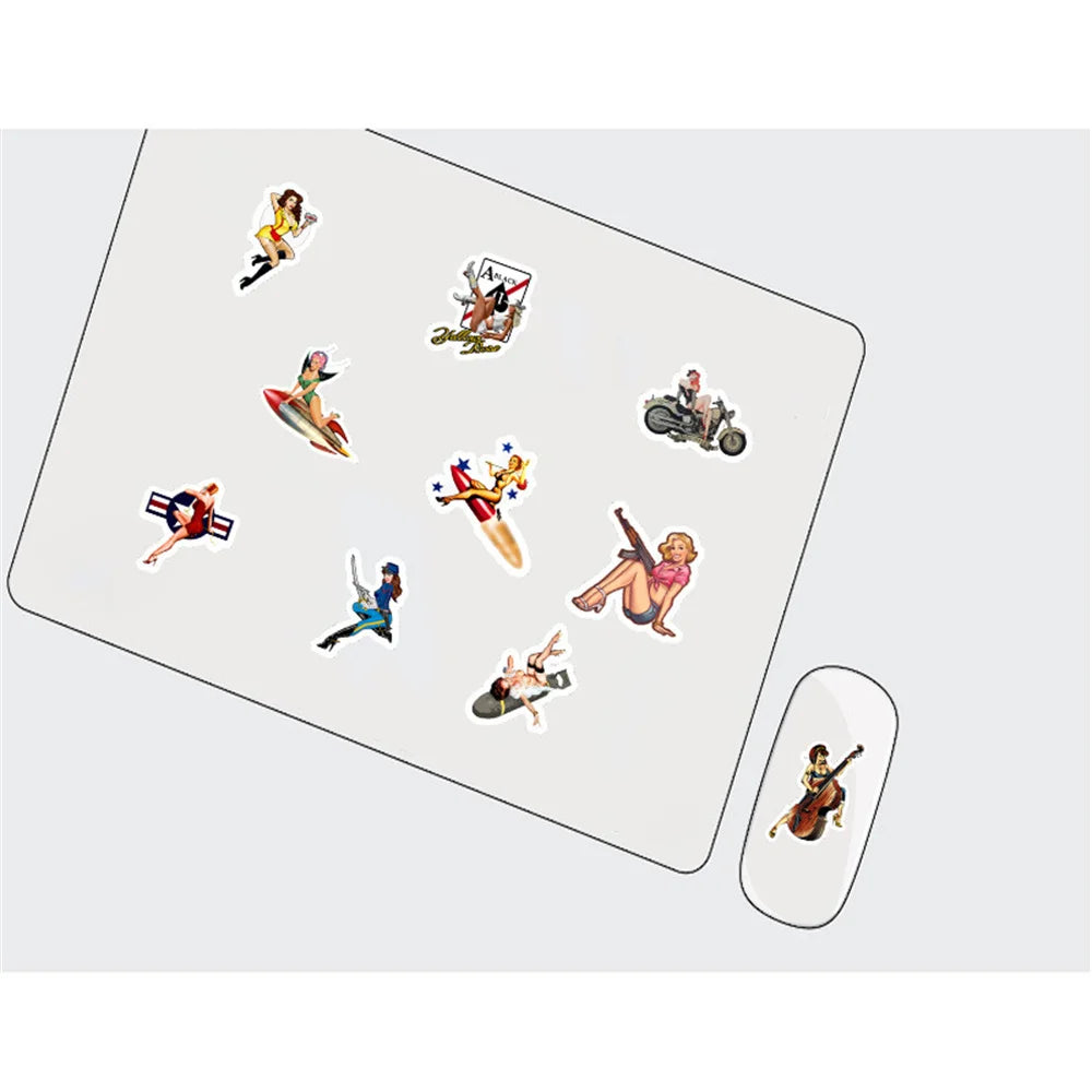 50PCS Car Stickers Do Not Repeat Sexy Retro Girl Poster Stickers Waterproof Laptop Suitcase Helmet Stickers
