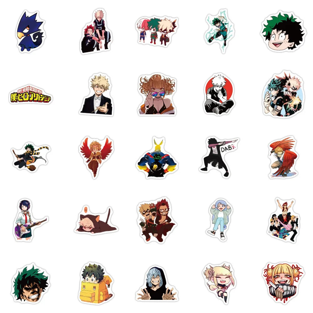 50PCS cartoon and anime My Hero Academia graffiti stickers, personalized DIY luggage, laptop, scooter, water cup, waterproof decorative sticker toys