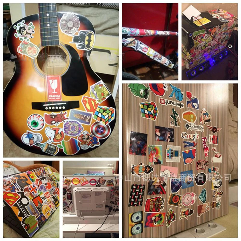 50PCS Retro Stamp Series Graffiti Laptop Guitar Motorcycle Luggage Skateboard Bike Waterproof Sticker