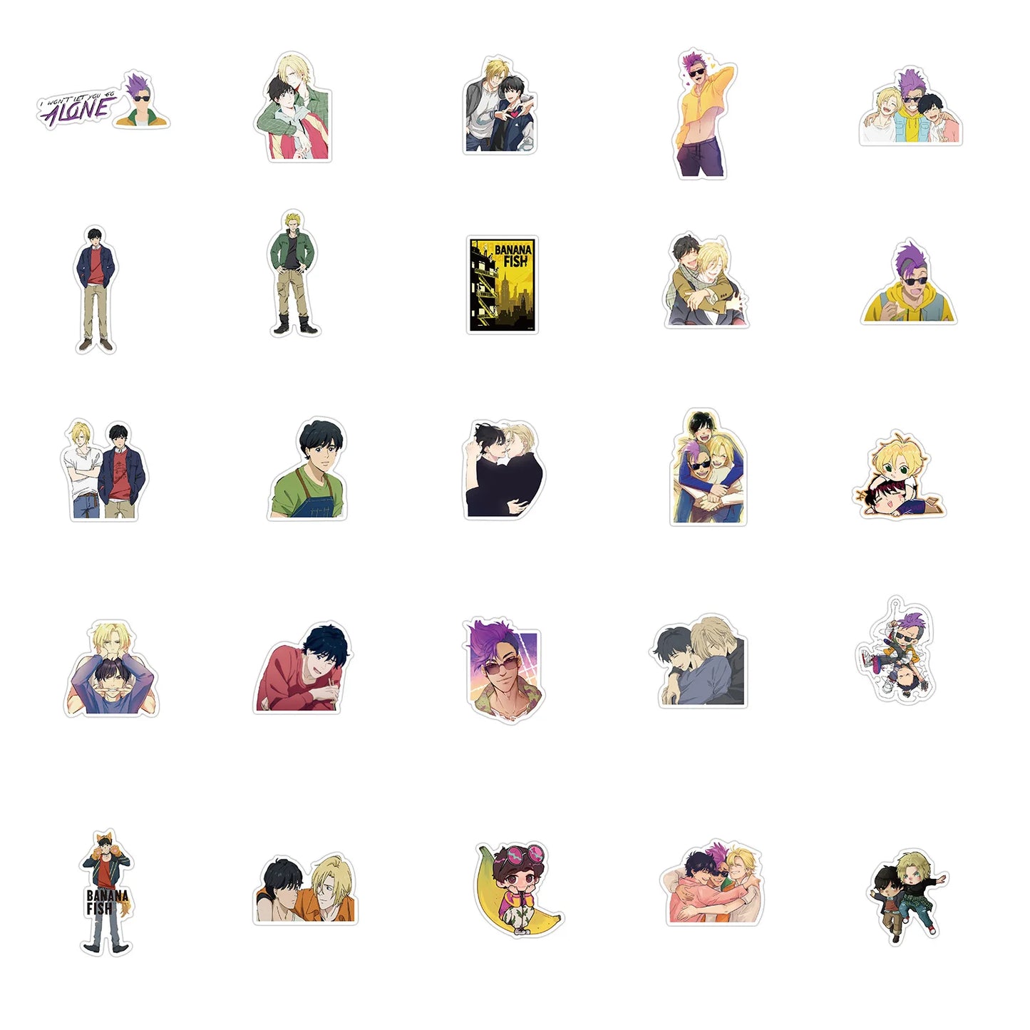 50PCS New Animation Shudder Killer Banana Fish Graffiti Waterproof Sticker Suitcase Notebook Mobile Phone Skate board