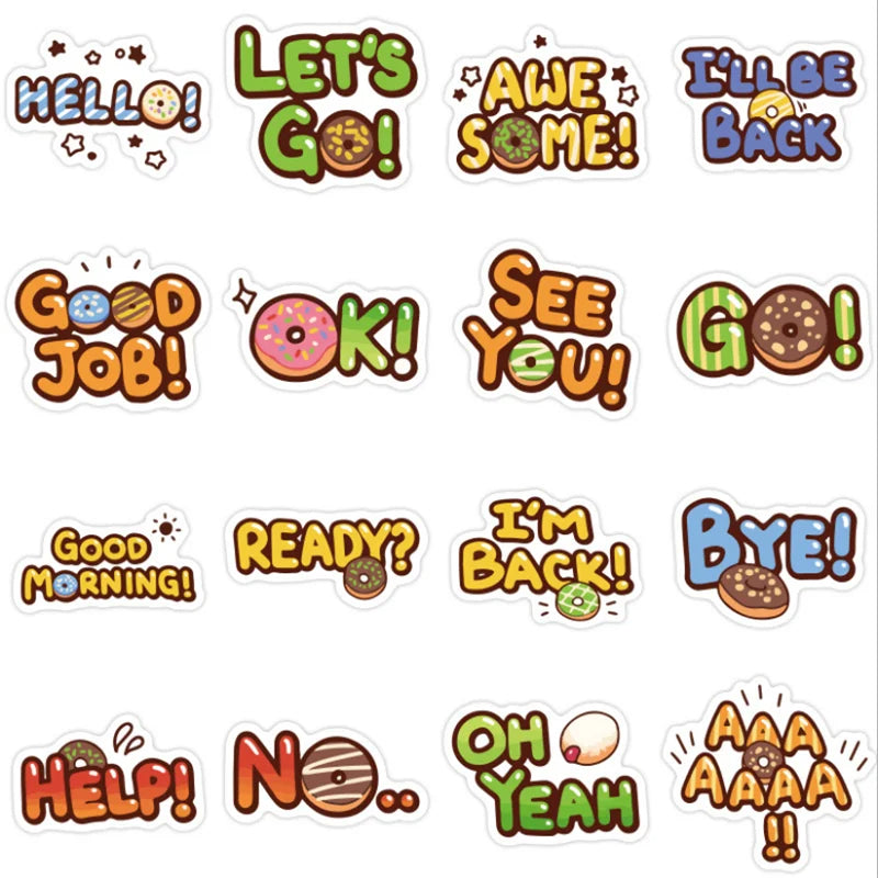 80PCS Cute Cartoon Food English Waterproof Removable Trolley Case Sticker Notebook Sticker Car Sticker