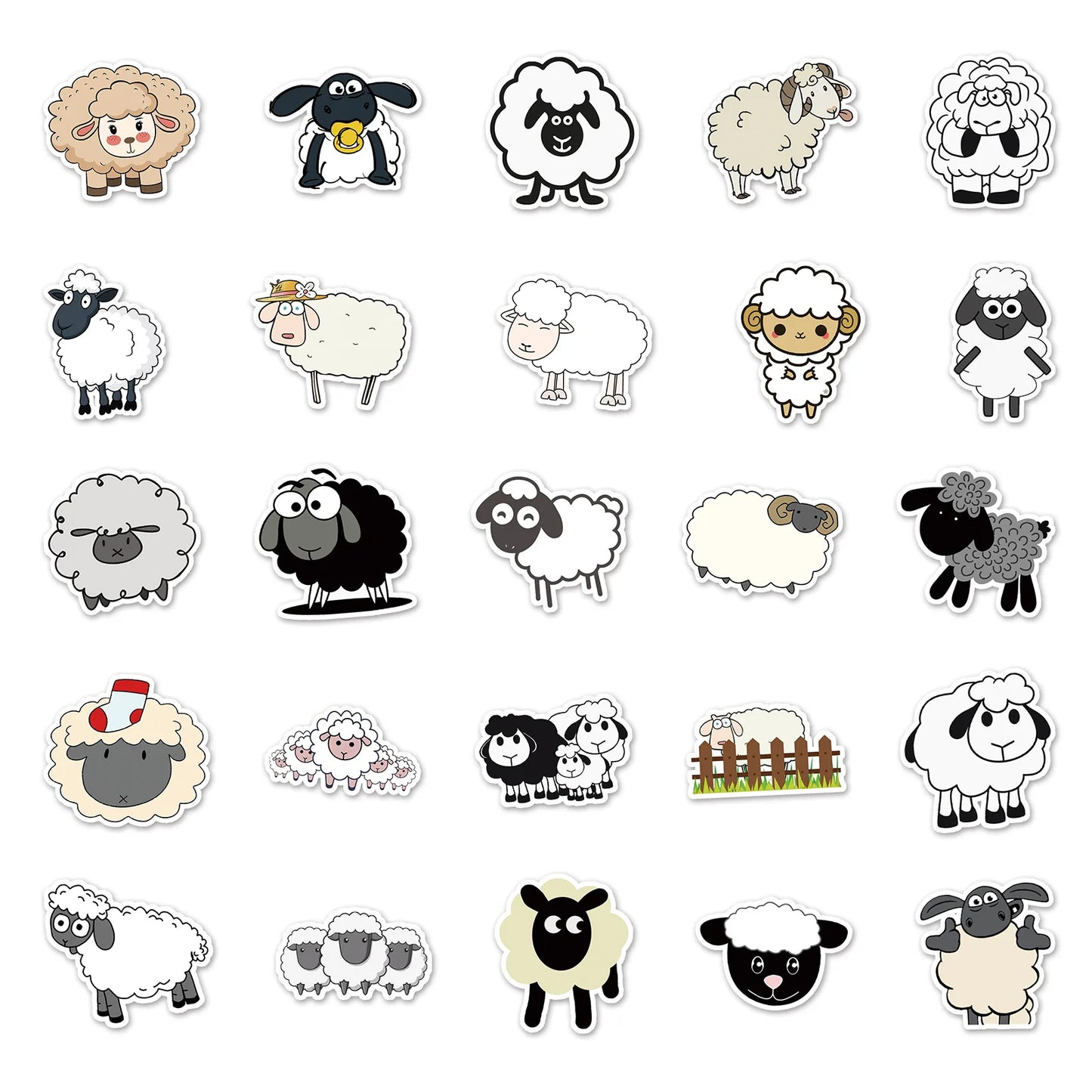 50PCS Cute Lamb Personality Cartoon Animal Graffiti Waterproof Sticker Suitcase Notebook Stationery Box Water Cup