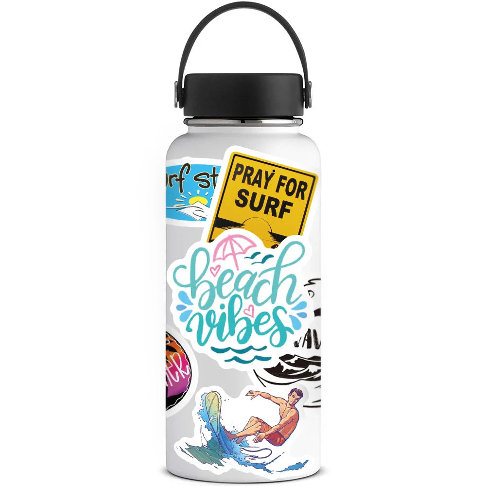 50PCS Summer Beach Surfing Graffiti Sticker Luggage Trolley Car Skateboard Fresh Adventure Sticker