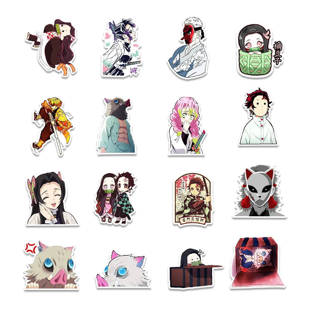 50PCS Anime New Ghost Slayer Graffiti Sticker Notebook Car Trunk Mobile Phone Decoration Waterproof Sticker