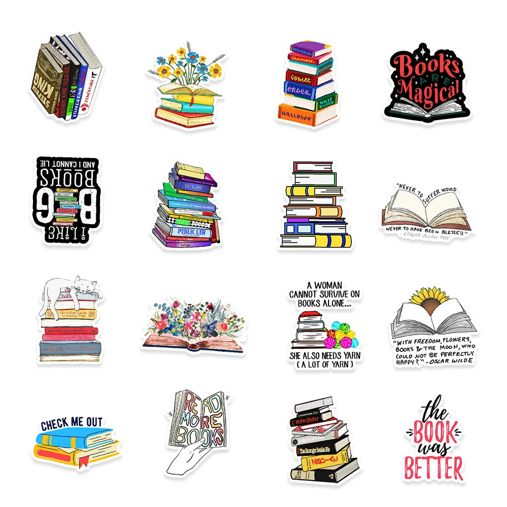 50PCS Book Reading Graffiti Stickers Computer Mobile Phone Tablet Computer Decorative Stickers