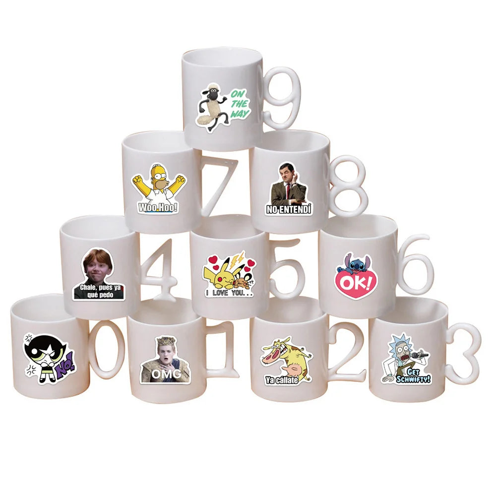 50PCS Cartoon Character Social Emoticon Package Graffiti Stickers Decorative Luggage Laptop Thermos