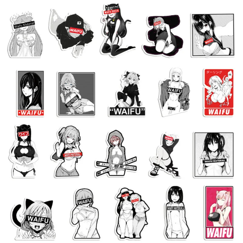 50PCS Girl Cartoon Sexy Graffiti Stickers Laptop Suitcase Waterproof Guitar Decoration Toys Wholesale