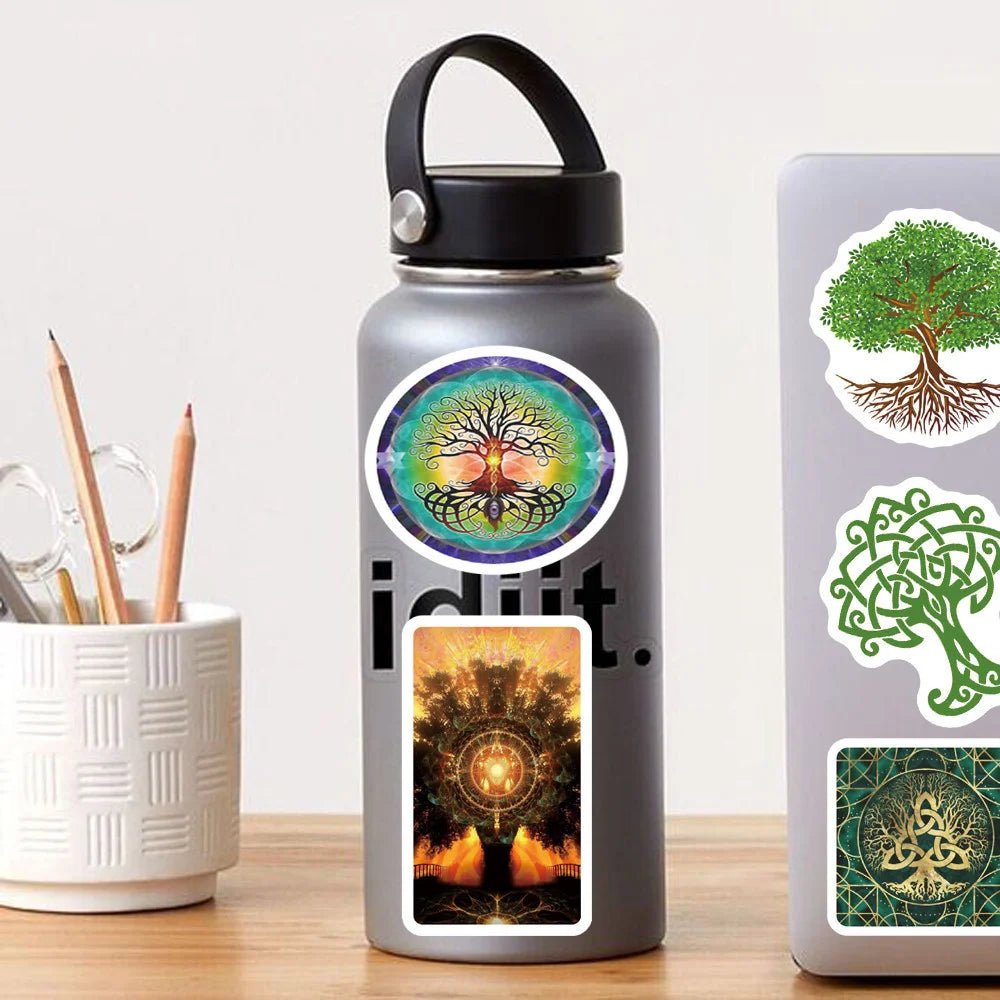 50PCS New Totem Tree of Life Graffiti Sticker Waterproof Luggage Laptop Scooter Water Cup Sticker
