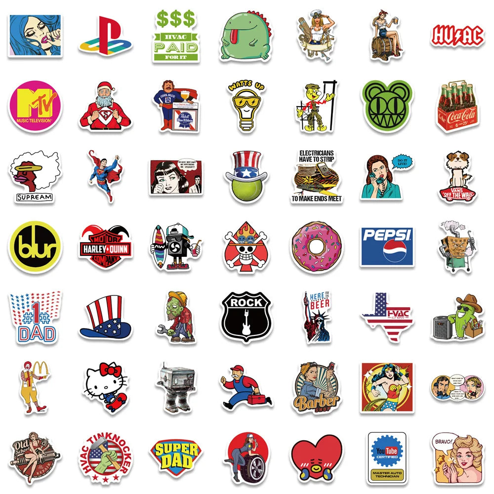100PCS European and American Tide Brand Waterproof Graffiti Sticker Suitcase NotebookMobilePhoneRefrigeratorHelmet