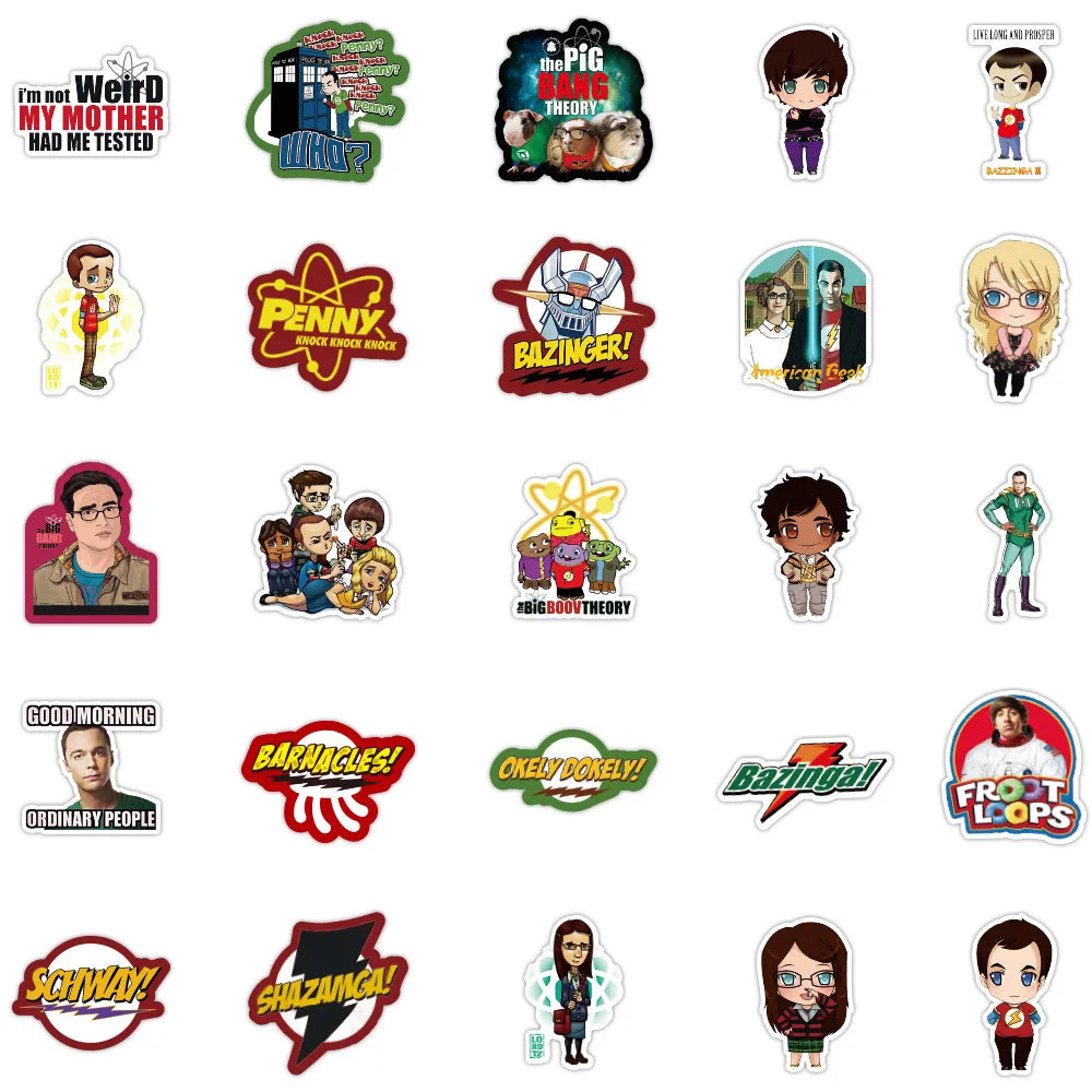 50pcs Cartoon TV Series The Big Bang Theory Stickers Graffiti for Luggage Laptop Notebook Decal Fridge Sticker