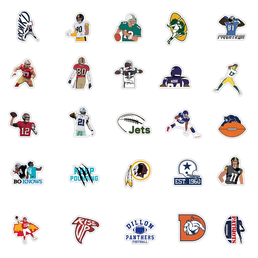 50PCS American Football Graffiti Stickers DIY Decorative Suitcase Motorcycle Trolley Case Notebook Stickers