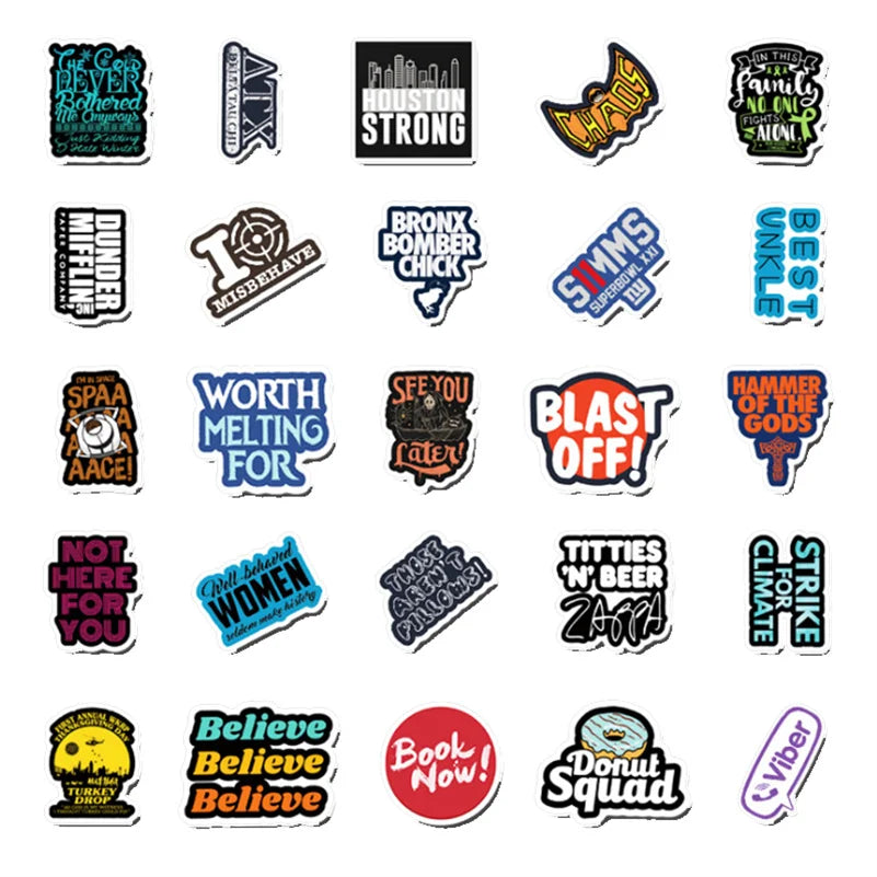 50PCS English Alphabet Cartoon Sticker Graffiti Suitcase Computer Car Helmet Water Cup Graffiti Decoration Toy
