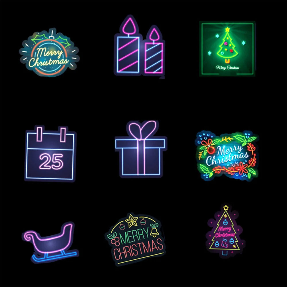 50PCS Christmas Neon Series Sticker Notebook Trolley Case Decoration Bicycle Scooter PVC Graffiti Gift Toy Sticker
