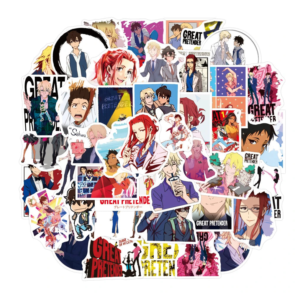 50pcs Japanese Anime Swindler Sticker Portable Suitcase Notebook Water Cup Battery Car Water Sticker