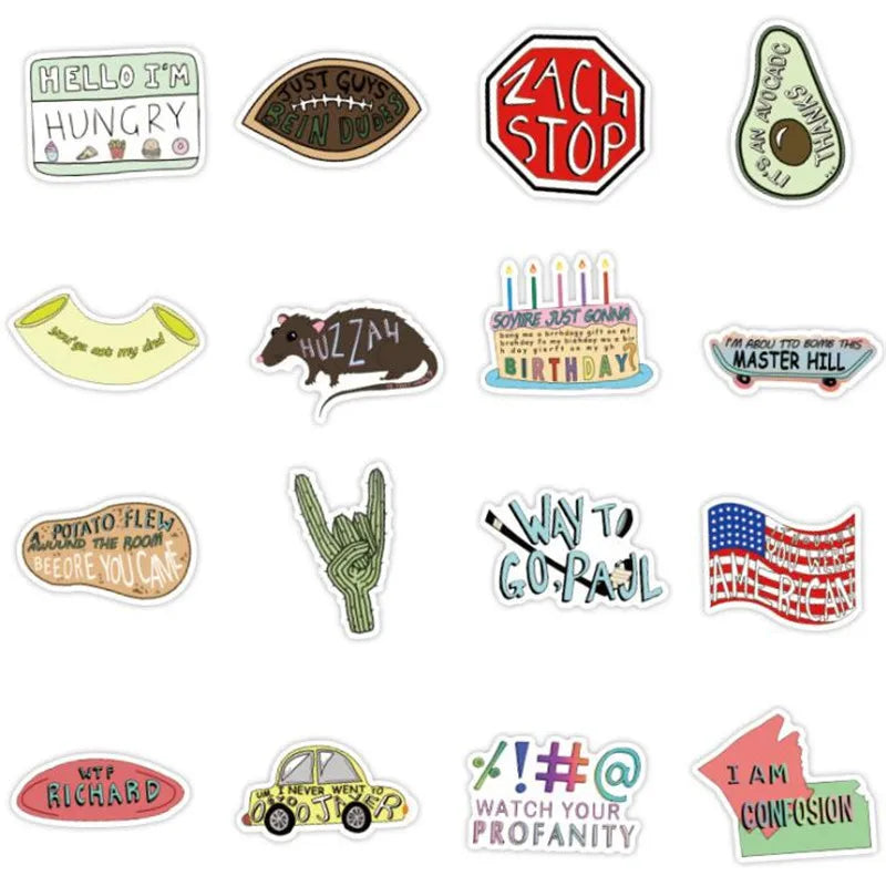 50PCS Classic Vines Fresh Cartoon Letters Graffiti Laptop Luggage Skateboard Guitar Waterproof Stickers Toys