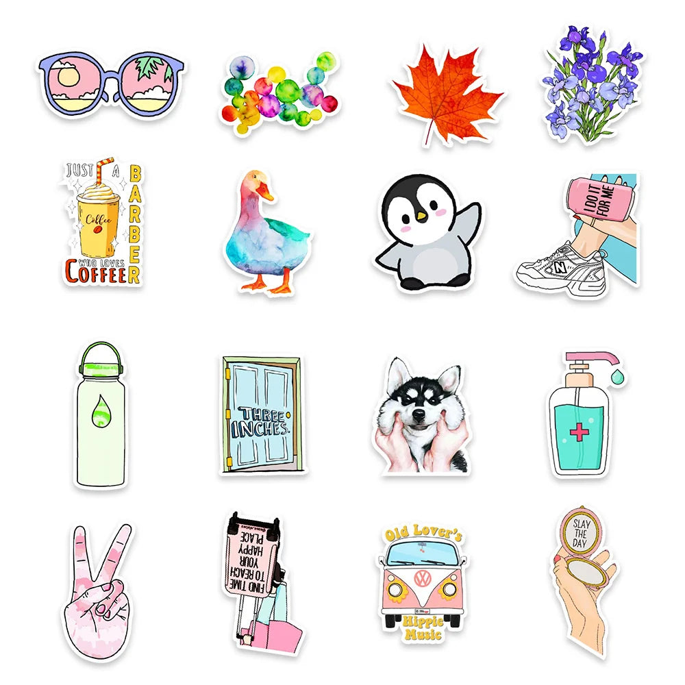 50PCSins Small Fresh Graffiti Stickers Computer Water Cup Kettle Skateboard Decoration Stickers