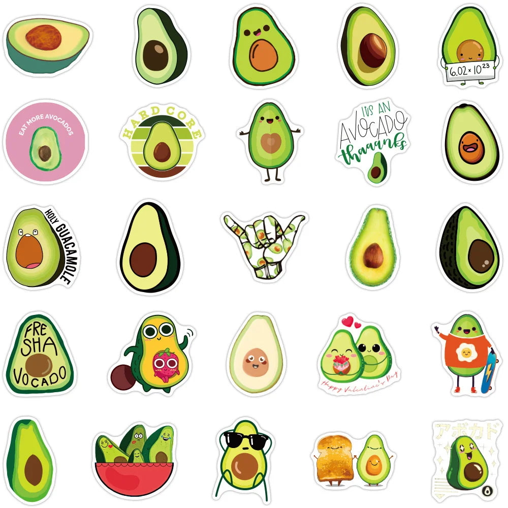 50PCS Fruit Cartoon Avocado Graffiti Laptop Guitar Motorcycle Luggage Skateboard Bike Waterproof Sticker