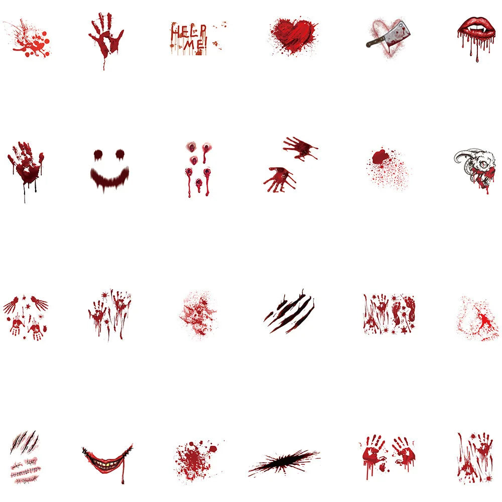 48PCS Red Blood Terror Personality Decoration Graffiti Waterproof Sticker Notebook Water Cup Refrigerator Helmet