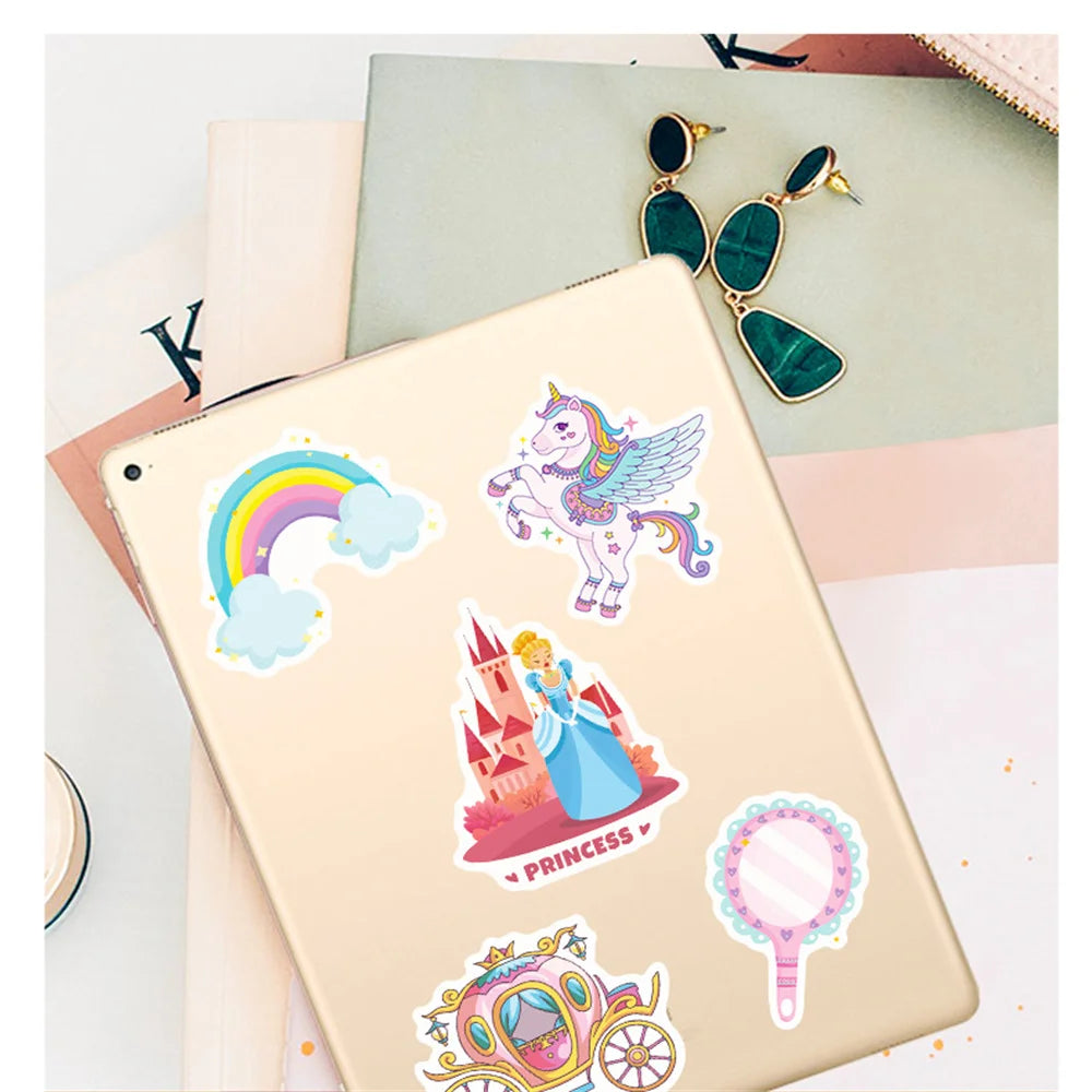 50PCS Little Princess Gift Sticker Girl Fun Graffiti Waterproof Skateboard Laptop Children Toy Cartoon Sticker