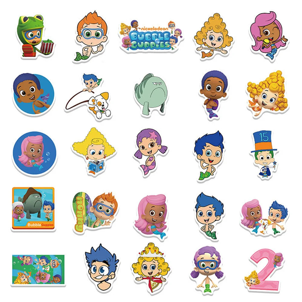50PCS Cartoon Bubble Peacock Fish Graffiti Waterproof Sticker Suitcase Notebook Refrigerator Stationery BoxHelmet