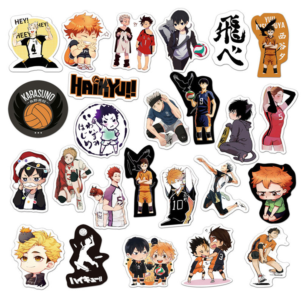 50PCS Haikyu!! Inspired Stickers, Volleyball Anime Doodles with Dynamic Action for Fans and Sporty Vibes