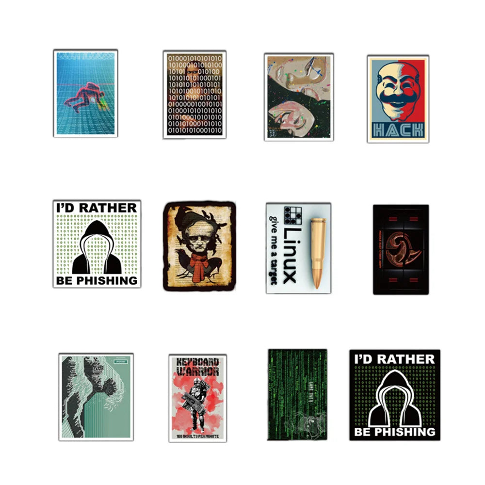50PCS Hacker Dark Web Series Graffiti Stickers Mobile Computer Skateboard PVC Waterproof Sticker
