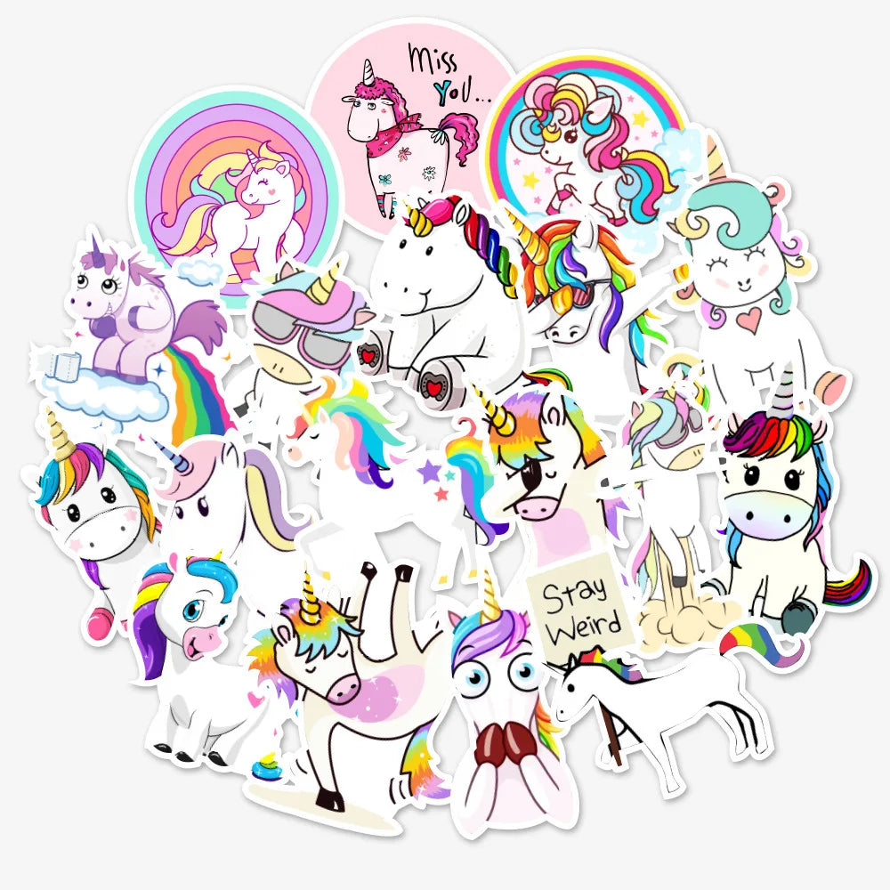50PC Unicorn Graffiti Stickers Luggage Computer Mobile Phone Motorcycle Decorative Stickers