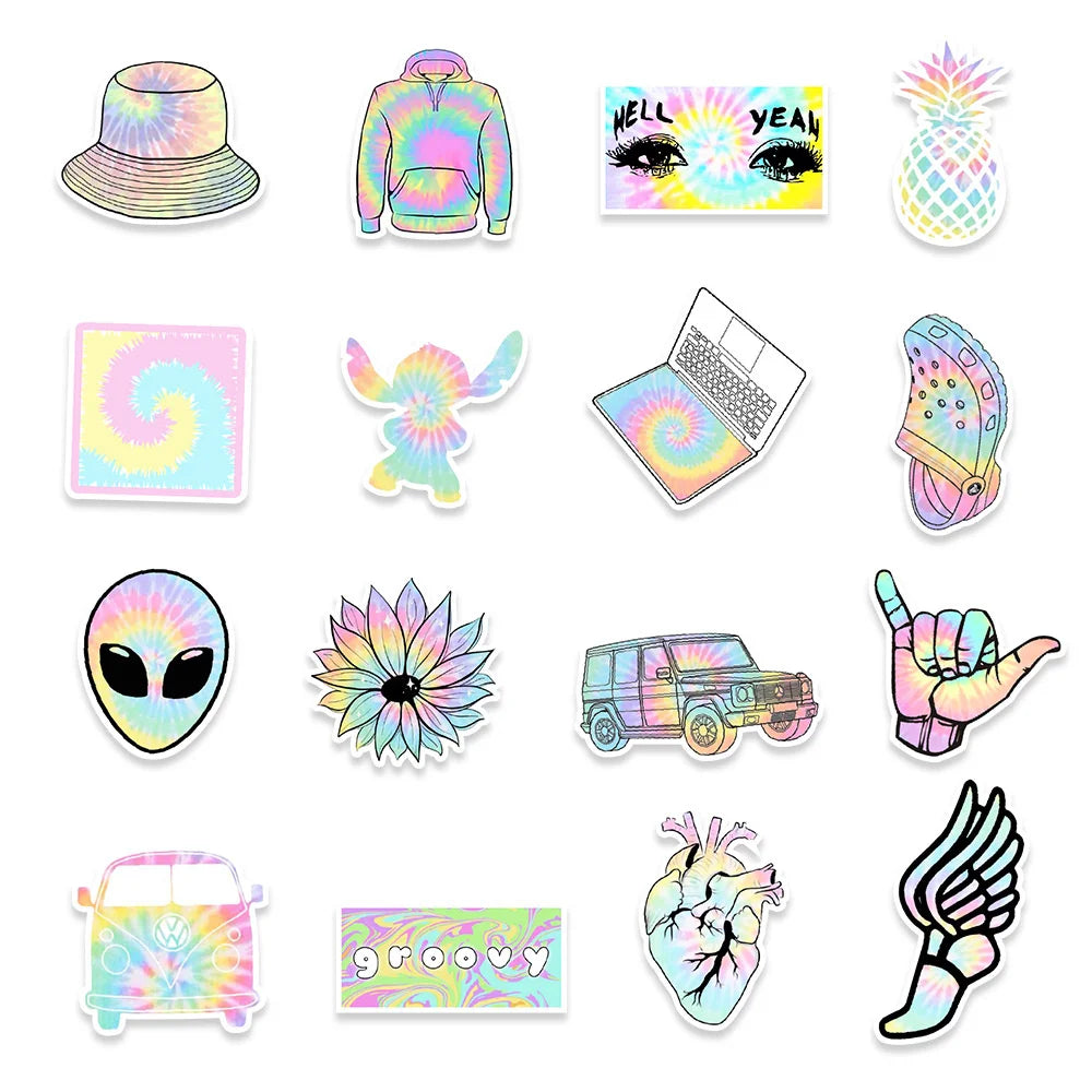 50PCS New Gradient Graffiti Stickers Car Luggage Refrigerator Skateboard Decoration Stickers